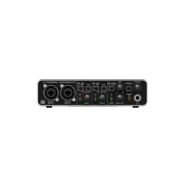 External Sound Card Recording 2x4,24-Bit/192 kHz USB Audio/MIDI Interface With Midas Mic Preamplifiers UMC204HD