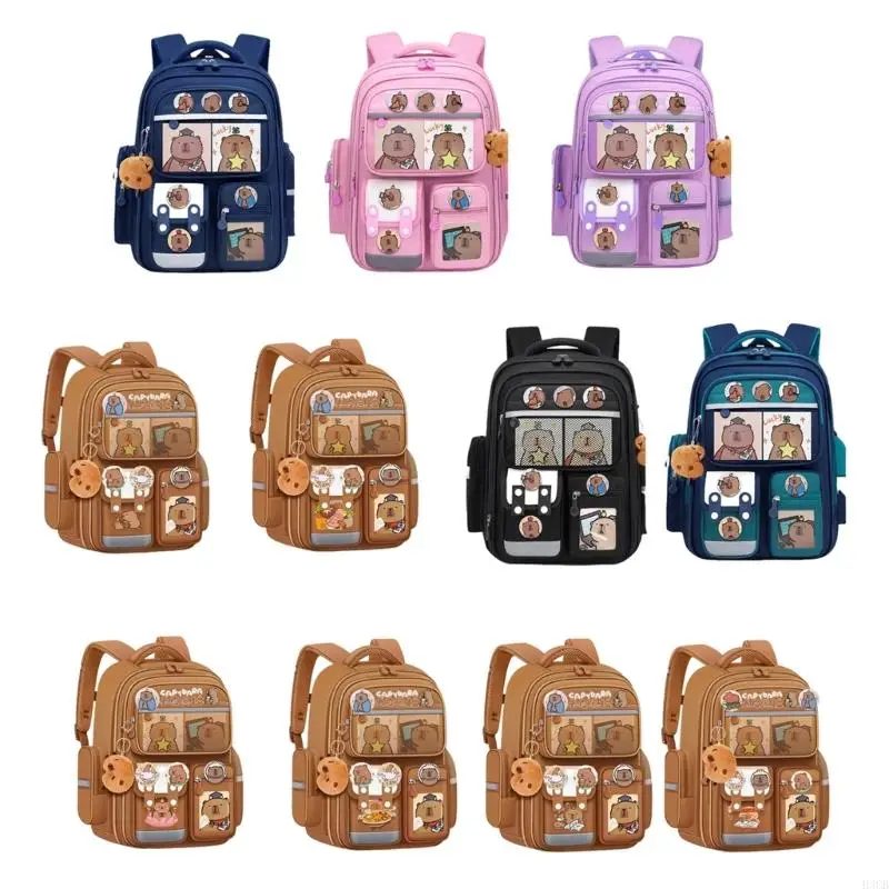 H3CB Thiết kế Capybara độc đáo Backpack cho học sinh tiểu học Túi Schook Công thái học với Dây đeo có thể điều chỉnh cho sự mái