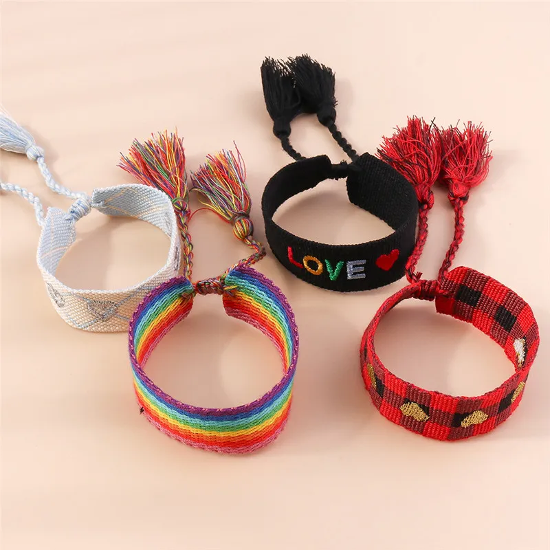 Aihua Boho bunte gewebte Seils chnur Armband handgemachte schicke Gurt Freundschaft Armbänder für Frauen Glück Schmuck Geschenk – Detail 3