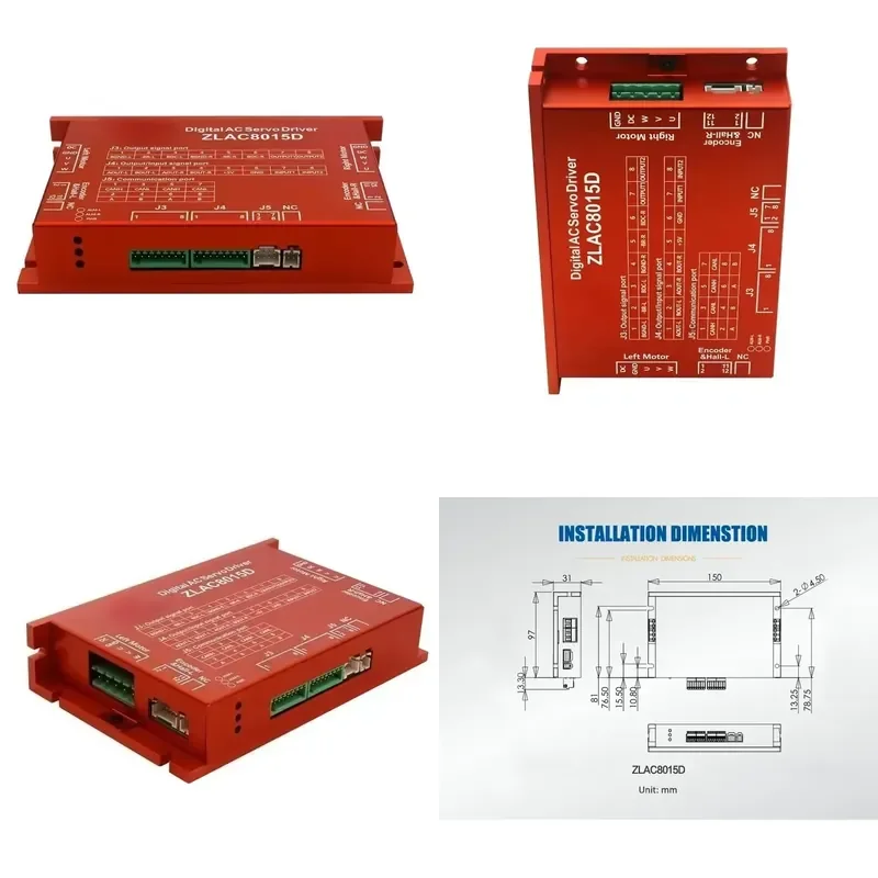 CE Approved ZLAC8015D 24V-48V 500W 15A 3Phase CANOPEN RS485 Dual Channel Hub Motor Driver Complete Parts for Robots