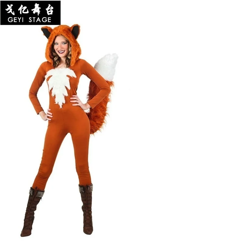 Kids Adult Women Cartoon Sexy Animal Fox Costume Cosplay Clothes Suit Children's Day Halloween Costumes Jumpsuit