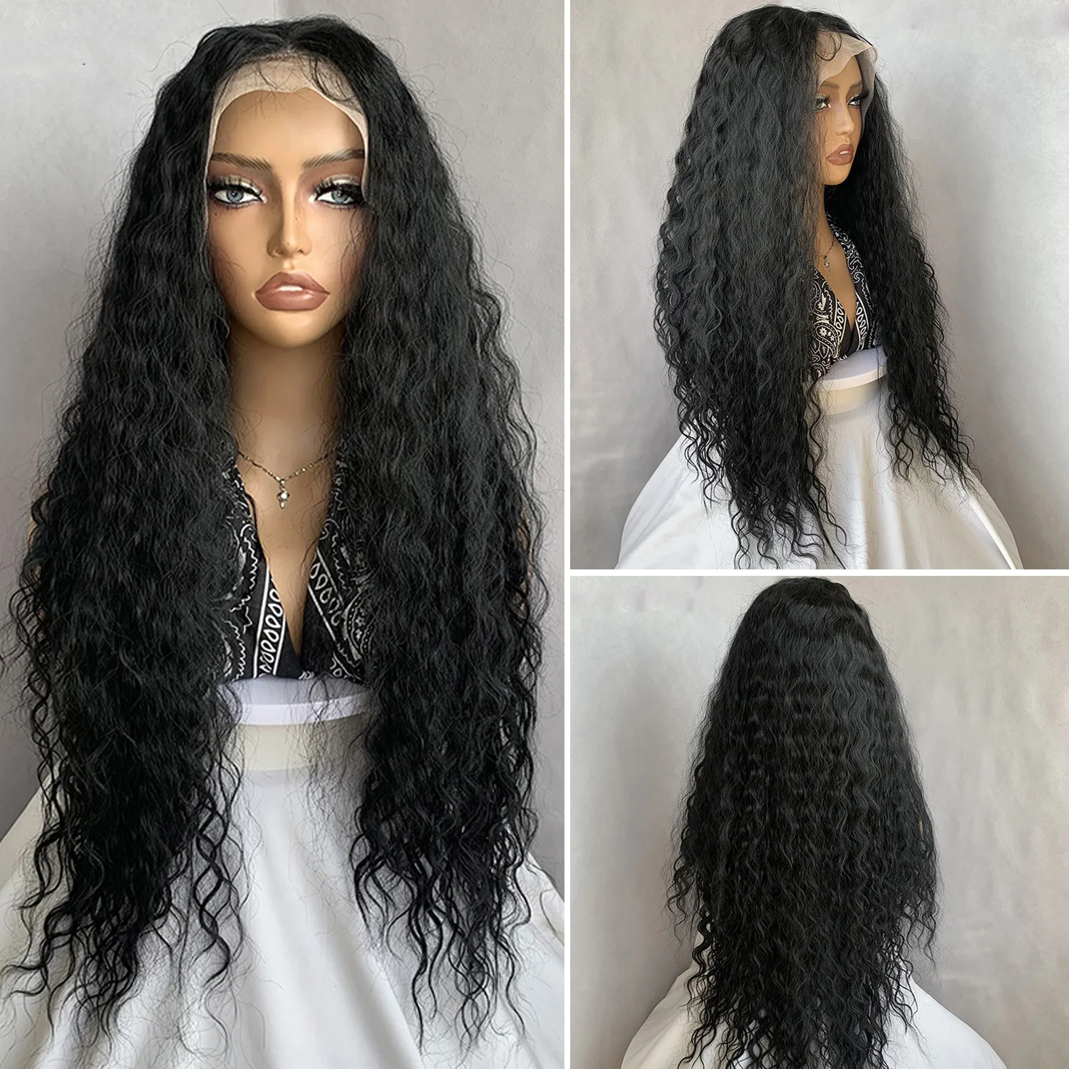 28 بوصة موجة المياه مجعد الدانتيل الجبهة الباروكات قبل قطعها مع شعر الطفل الاصطناعية 13x4 HD موجة عميقة الدانتيل الباروكة الأمامية للنساء السود