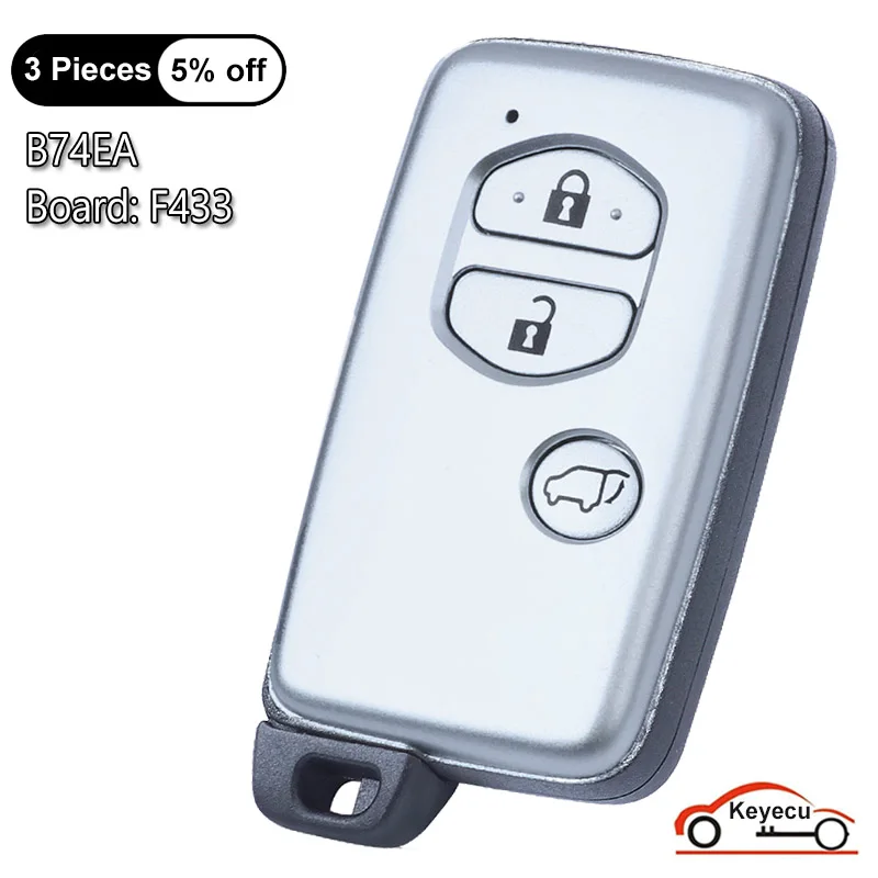 KEYECU Keyless Go 3 Button for Toyota Prado Venza Smart Key 433MHZ B74EA P1 98 4D-67 Chip FCC ID: 89904-73020 PCB F433