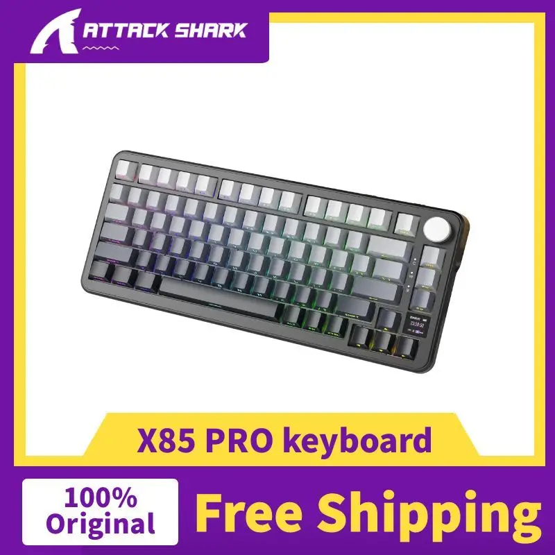 

ATTACK SHARK X85Pro Беспроводная механическая игровая клавиатура с возможностью горячей замены Макро RGB Bluetooth Трехрежимный TFT-экран Прокладка Ручка