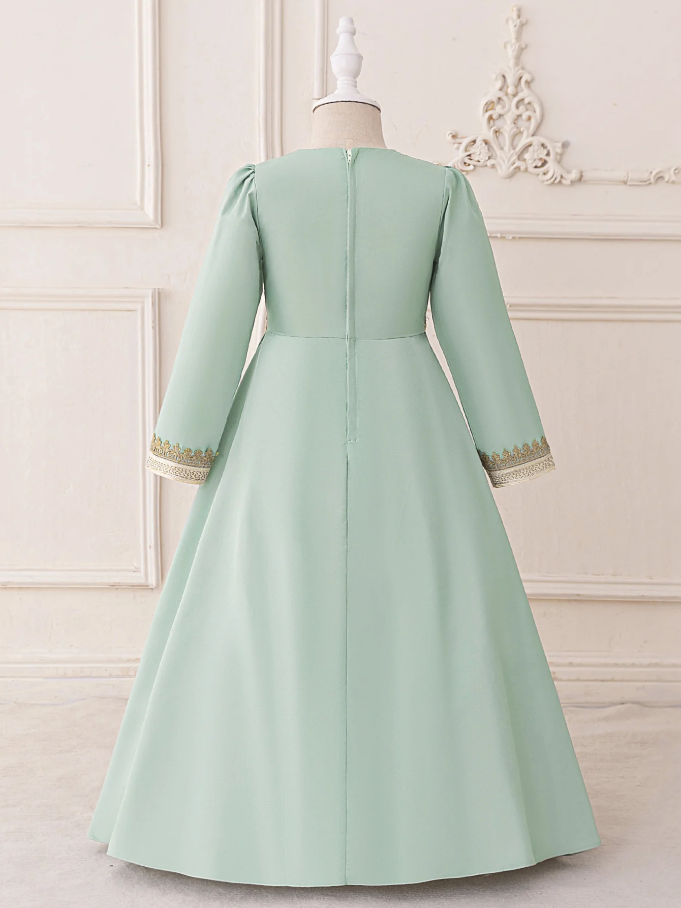 Muslim Girls Patchwork Embroidery Ball Gown Ramadan Robes Festival Performances Parties Banquets Host Evening Dresses