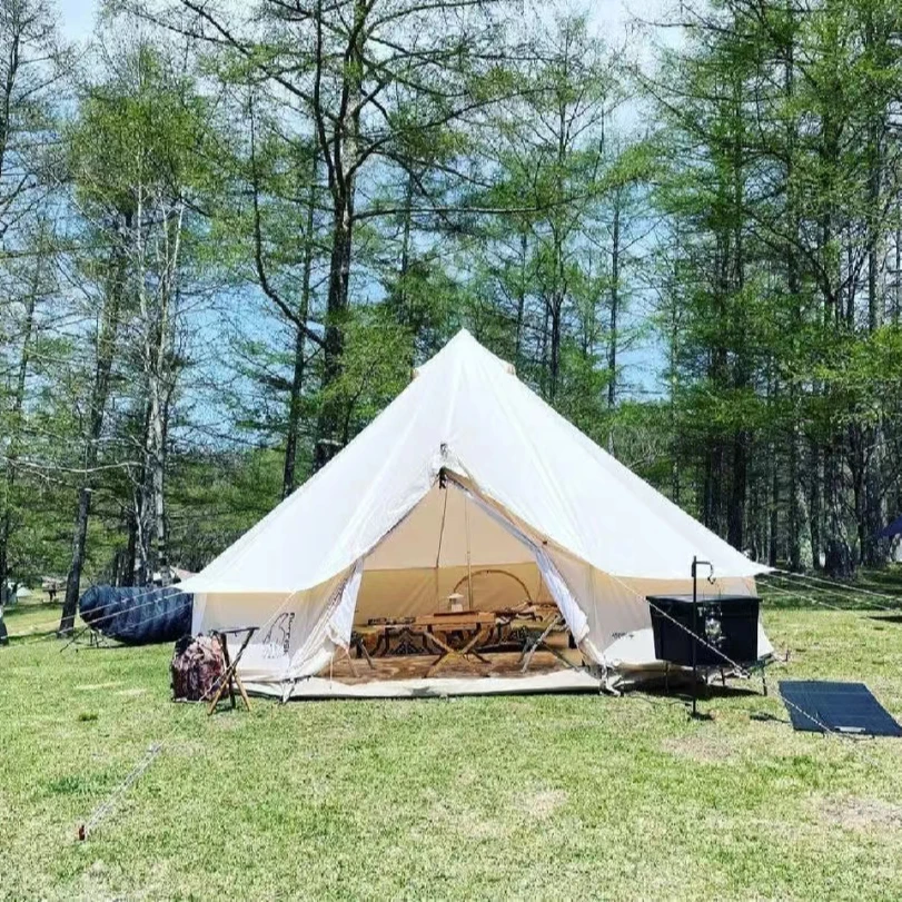 

New Arrival Waterproof Luxury Outdoor 4 Season Camping Canvas Bell Glamping Tent