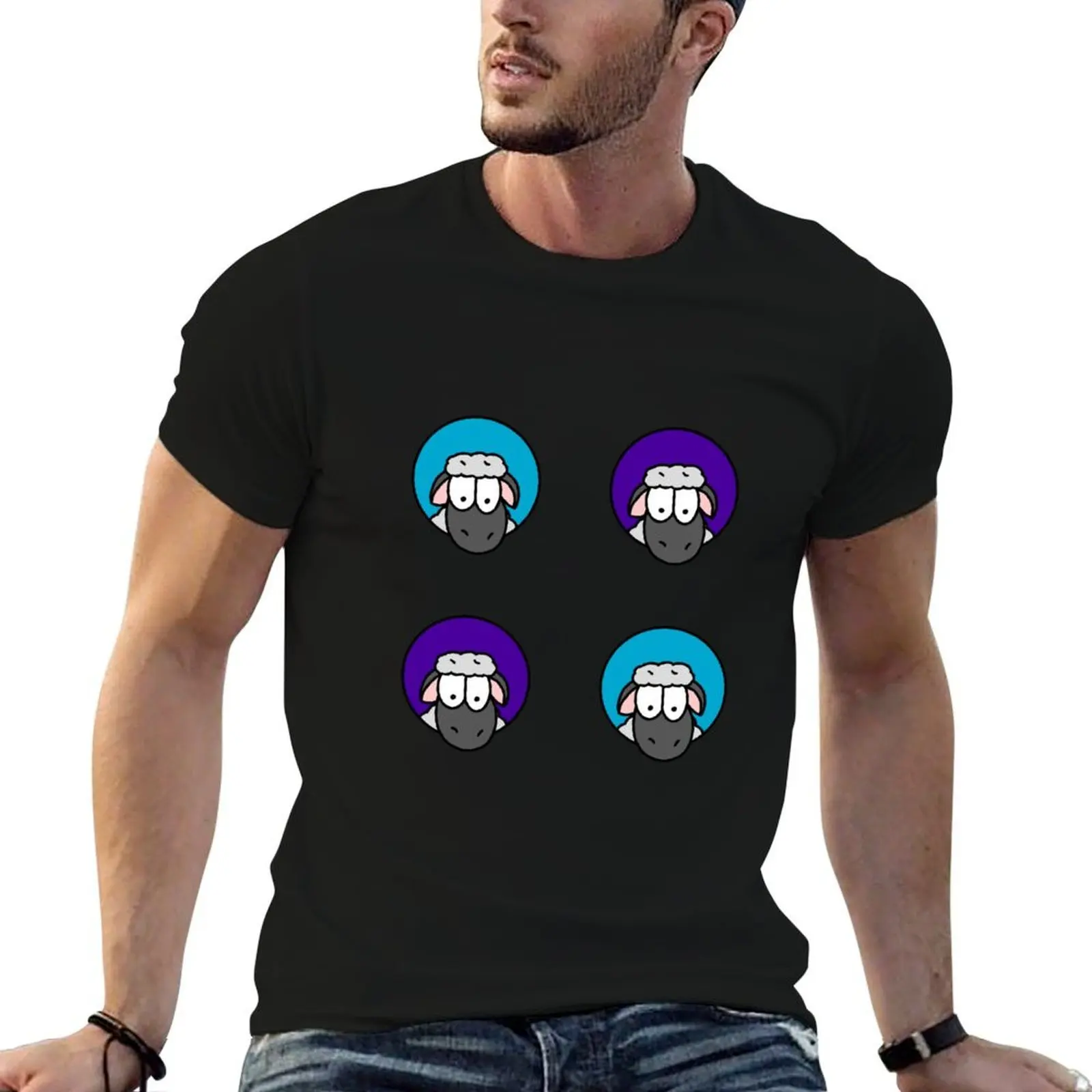 Meet the Sheep (Blue and Purple) T-Shirt luxury designer man t shirt mens white t shirts