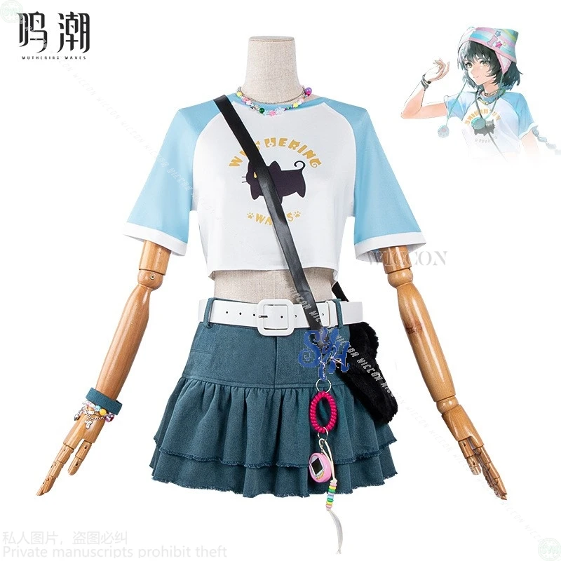 로버 코스프레 게임 Wuthering Waves 1 주년 기념일 생일 파티 애니메이션 Kawaii Y2K 유니폼 드레스 러블리 고양이 모자 로리타 할로윈
