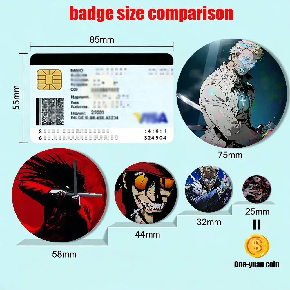 Alexander Alucard Hellsing Ultimate Round Exquisite Badge Brooches Creative Pins For Clothes Hat Backpack Gift Accessories