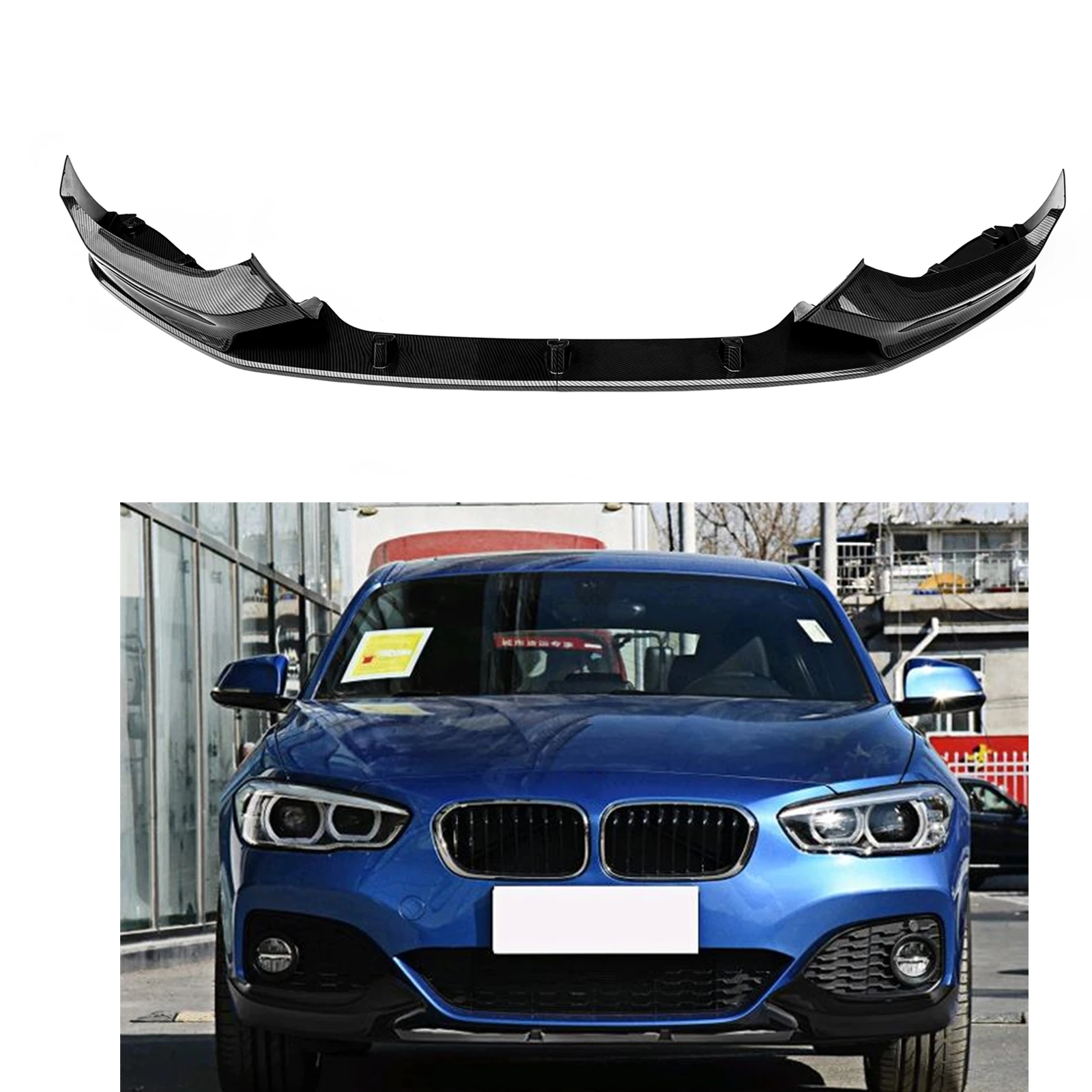 

For BMW F20 F21 2015-2020 M Sport Facelift 1-Series Hatchback Front Spoiler Bumper Lip Carbon Fiber Look/Gloss Black Splitter