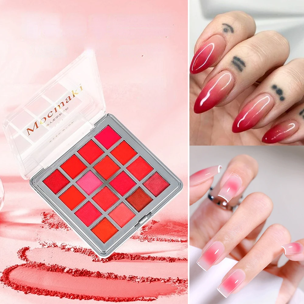 

16Pcs Nail Pigment Powder Set Red Pink Shadow Soild Rubbing Dust Gradient Nail Design Ombre Powder Kit Manicure Products GLJBF-3