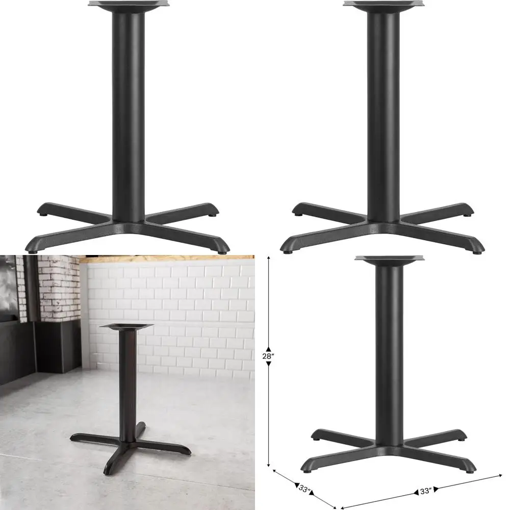 

33 Square Restaurant Table with X-Shaped Base and 4 Diameter Column