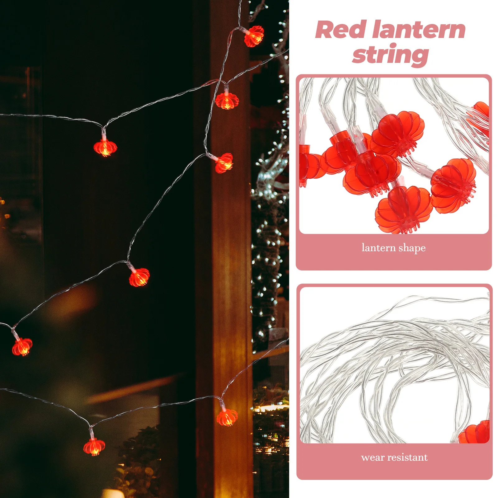 

1 String Led Red Lantern String For Spring Festival, Chinese Traditional Lantern Light For Home Garden Party Decor, New Year