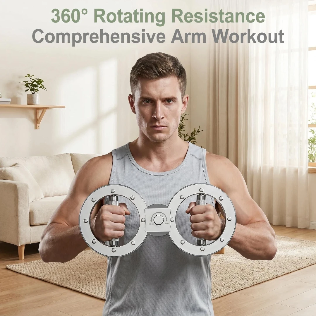 Renforceur de bras rotatif à 360 degrés en acier inoxydable avec ressort bidirectionnel sans blocage pour le renforcement musculaire des bras, idéal pour les passionnés de fitness