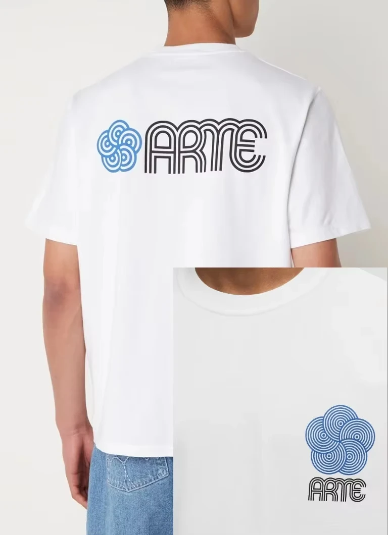 

Summer Mens T shirt High Quality Arte Flower Wreath Embroidery Tshirt Unisex Comfortable Cotton Short Sleeve Men's Clothing Tops