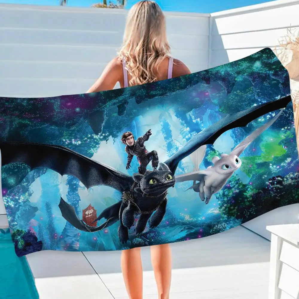 Adventure How To T-Trains Your D-Dragon Microfiber Blanket Quick Drying Oversized Printing Super Absorbent Pool Towel Blanket