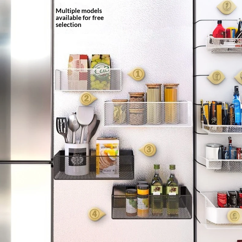 High Quality Metal Magnetic Basket Organizer Large Capacity Refrigerator Space Saving Storage Rack No Fall Strong Hold