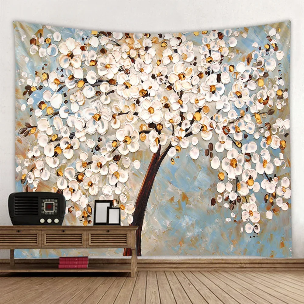 Life Tree Oil Painting Tapestry Wall Hanging Decor Multiple Sizes Styles Home Aesthetics Living Room Background Cloth