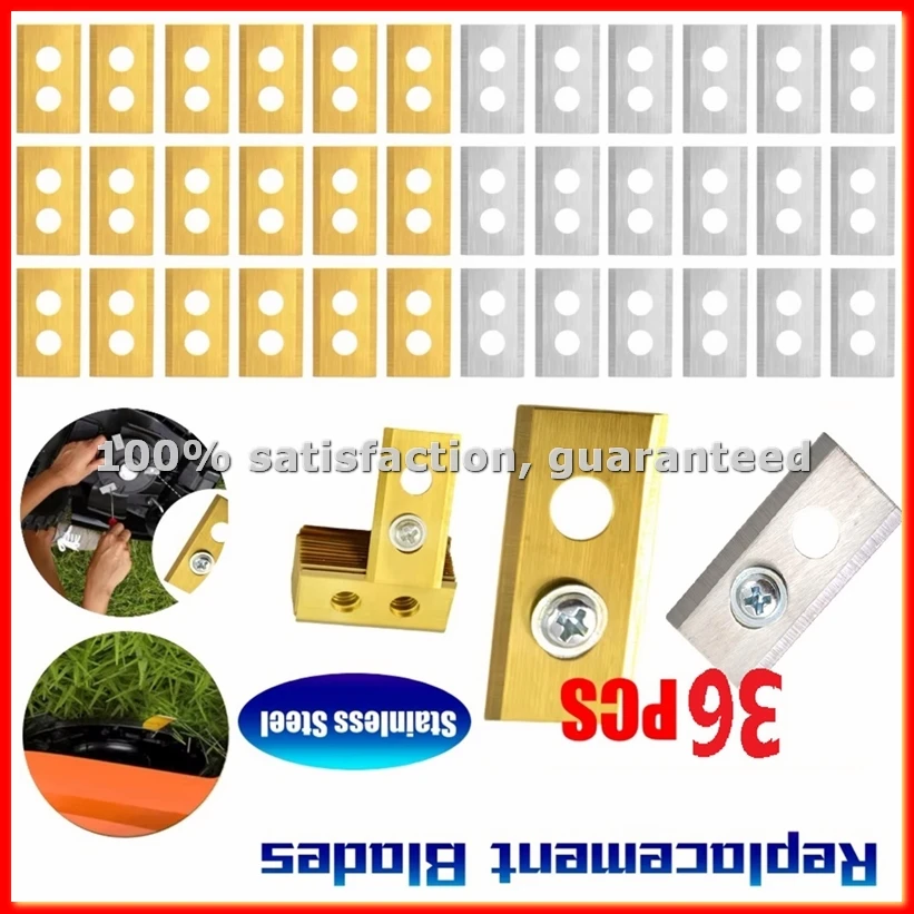 

36 шт. сменных лезвий из нержавеющей стали для газонокосилок, 2-отверстный дизайн, для робота-газонокосилки Luba B-A63M