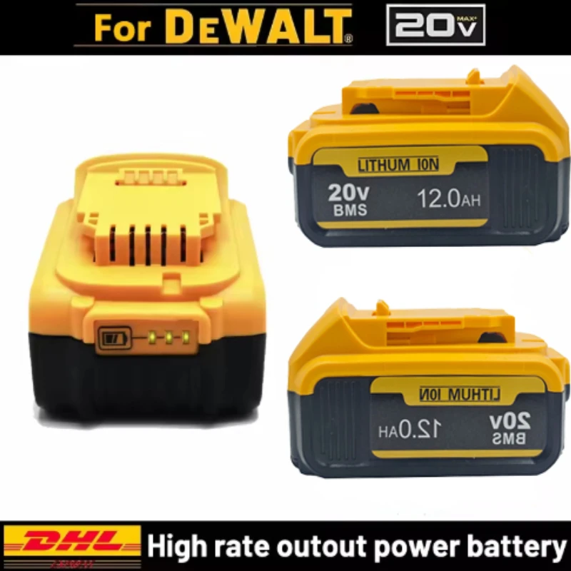 Li-Ion Battery Pack 20V Battery 8Ah 12Ah for DeWalt Battery DCB200 DCB206 DCB209 DCB182 DCB606Power Tool Battery Air Transpor