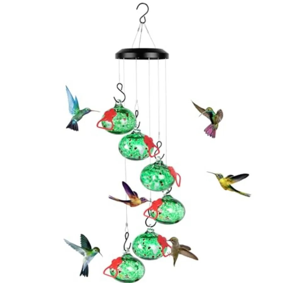 

Charming Wind Chimes Hummingbird feeders for Outdoors Hanging ant and bee Proof, Never Leak, Perfect Garden Decor for Outside …