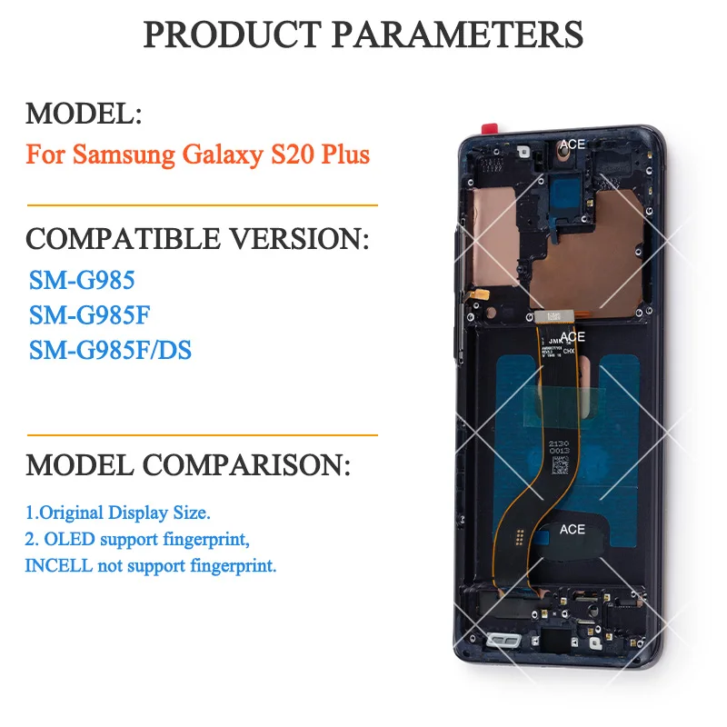 SM-G985F SM-G986F 100% Tested OLED For Samsung Galaxy S20 Plus LCD Display Touch Screen Replacement Digitizer Assembly LCD