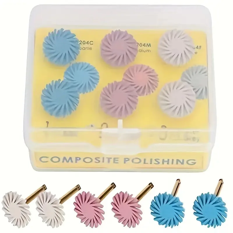 

6Pcs a Box Dental Composite Resin Polishing Disc Rubber Polisher 14mm Wheel 3 Colors Spiral Flex Brush Dentistry Instrument