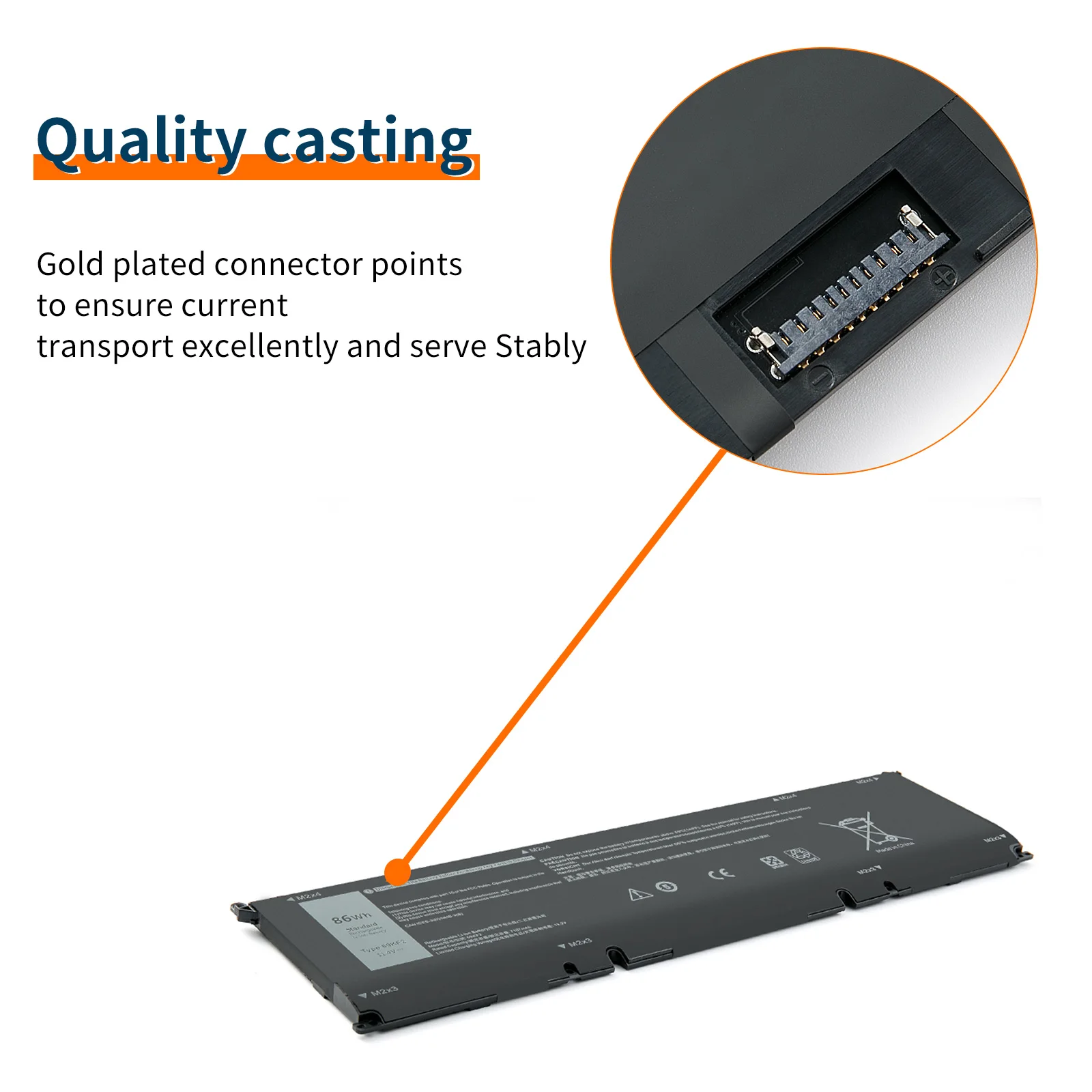 Batterie pour DELL XPS 15, 9500, 9510, 9520, 9530, Precision 5550, 5560, G15, 5510, 5511, 5520, 5515, 5521, G7, 15, 7500, Pratios F, P87F, 86WH