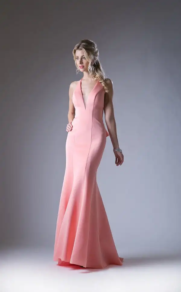 

Customized Simple Jersey Draped Ruffle Trumpet V-neck Long Dresses Bespoke Occasion Dresses Exquisite Sizes Available Matching