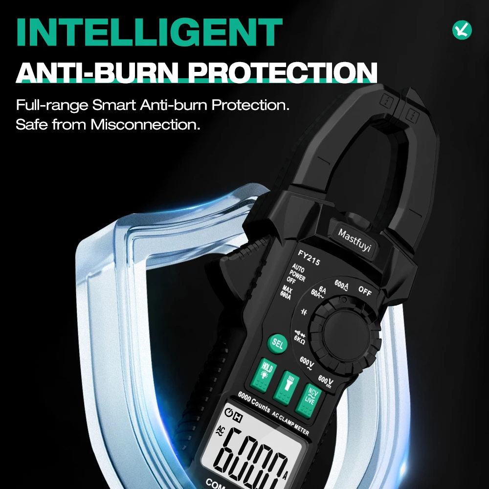 MASTFUYI penjepit Meter Digital, Multimeter rentang otomatis RMS presisi tinggi AC/DC arus voltase Inrush tes suhu arus