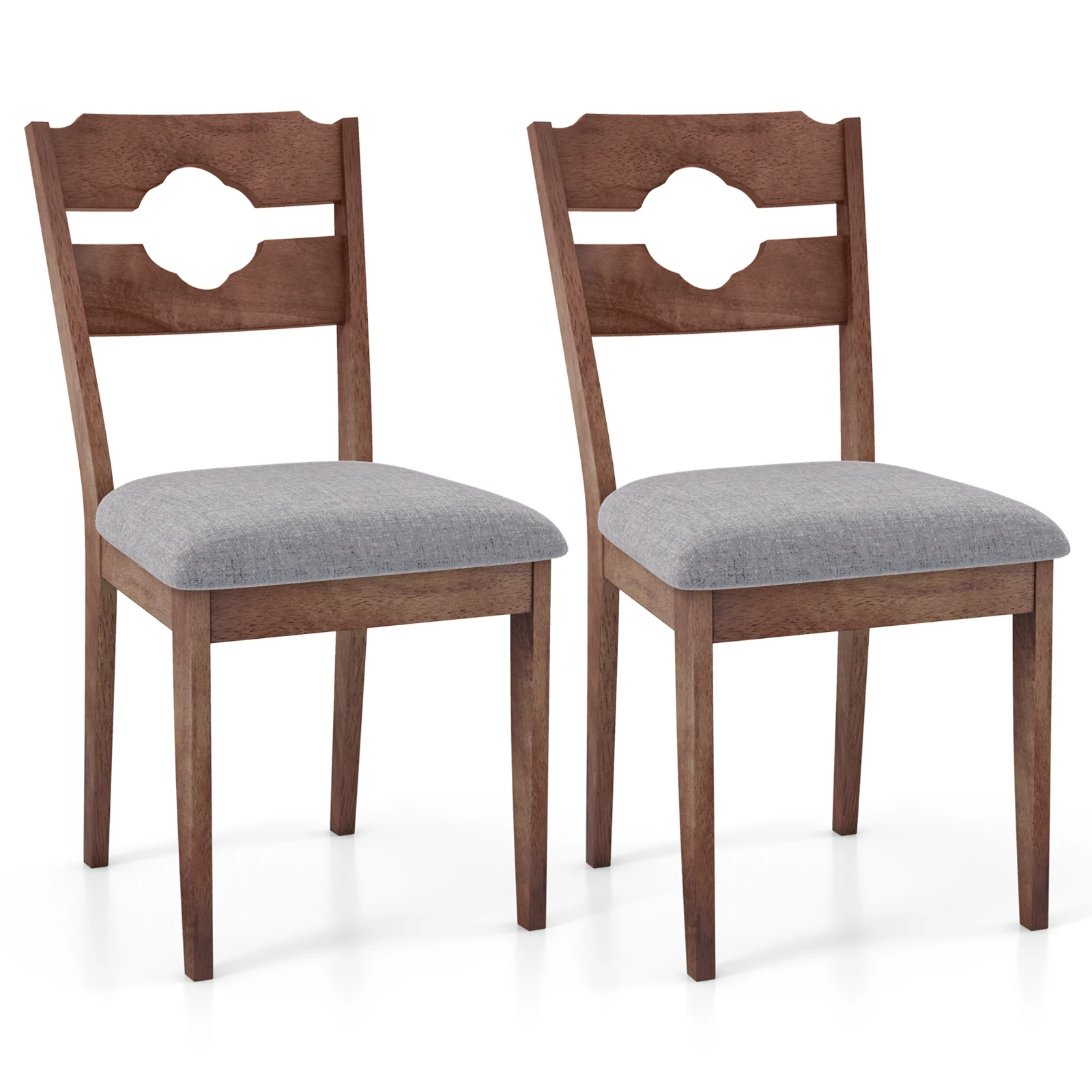 

Dining Chair Set of 2 w/ Padded Seat High Back Rubber Wood Frame Kitchen Chairs