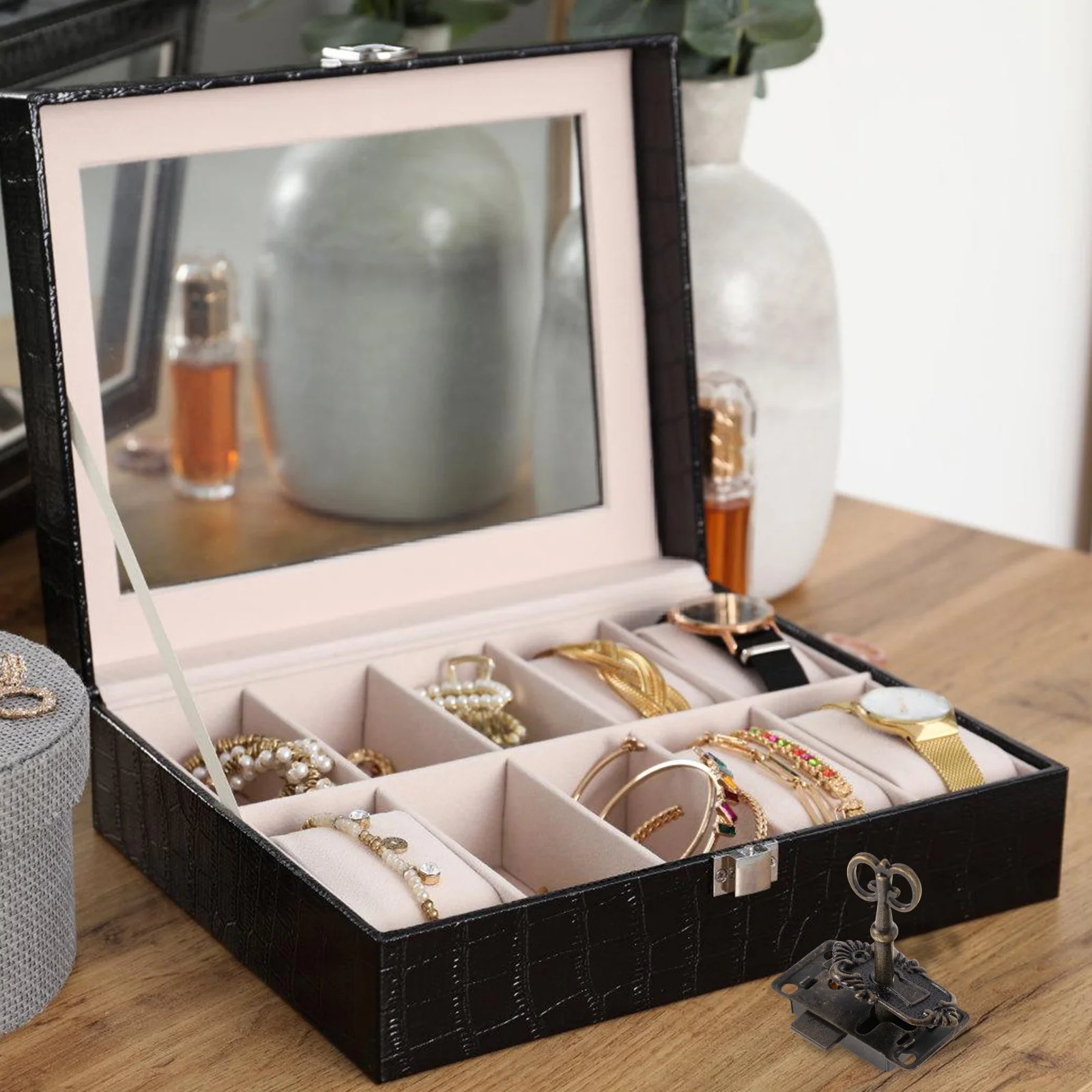 

1Set Vintage Cabinet Lock Set Iron Zinc Alloy Drawer Lock for Jewelry Security Cabinet Locks with Key