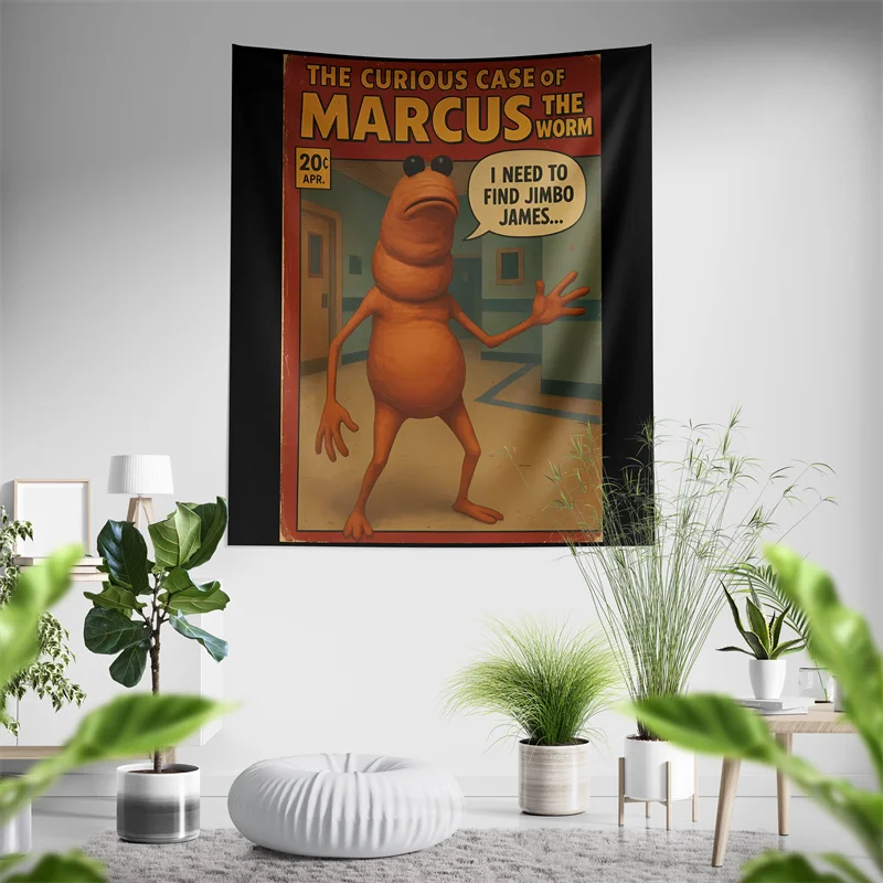 Gaslight Gatekeep Girlboss Marcus the Worm Funny Meme Tapestry Wall Hanging Art for Bedroom Living Room Decor College Dorm Party