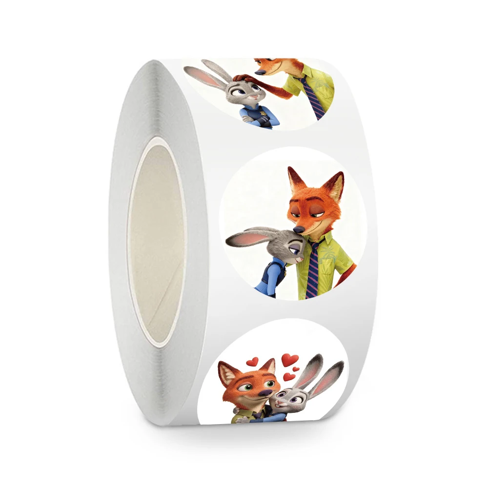 

500pcs/roll Cute Disney Zootopia 2 Judy Nick Stickers Kawaii Anime Sealing Sticker Laptop Water Bottle Phone Cartoon Decals Toys