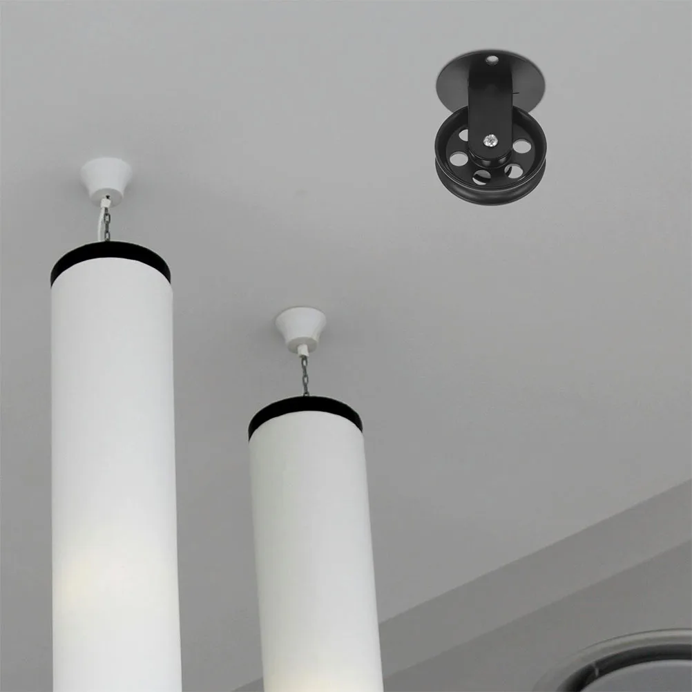 

2pcs Vintage Pendant Light Pulley Set Rustic Iron Ceiling Wall Mount Adjustable Hanging System For Living Room Dining Area