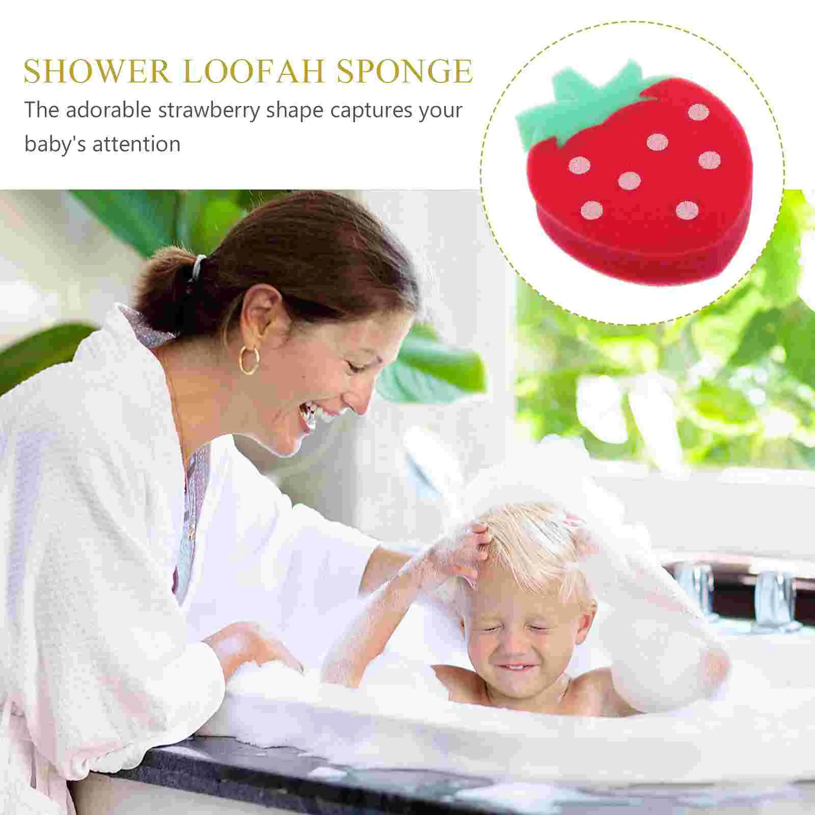 4 Pcs Strawberry Sponge Brush Kids Toys Fruit Dishwashing Body Scrubber Bath Stuff Child Cute Soft Shaped Sponge Baby Shower