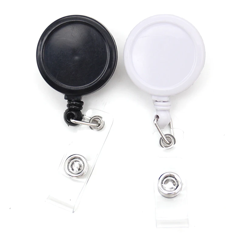 White Black Retractable Badge Holder Reel With Alligator Clip For Card Name Badge Holder Office Supply Worker Accessories