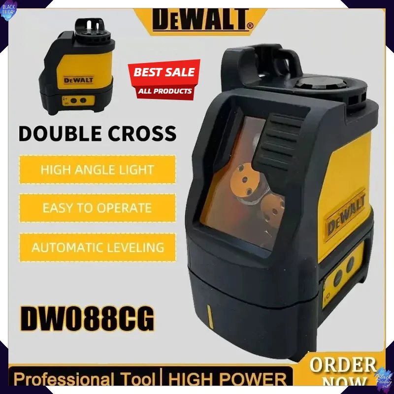 

DEWALT DW088CG Laser Level 2-Line High Precision Rechargeable Portable Laser Cross Green Light Automatic Alignment Level Tool