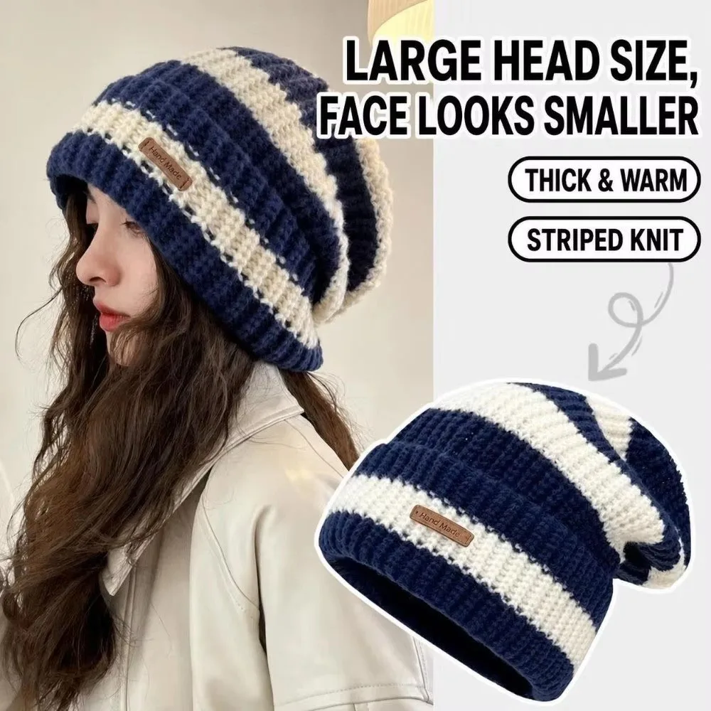 Fashion Striped Knitted Warm Hat Lightweight Hat For Men Women Warm Windproof Autumn Winter Suitable Hat For Outdoor Cycling