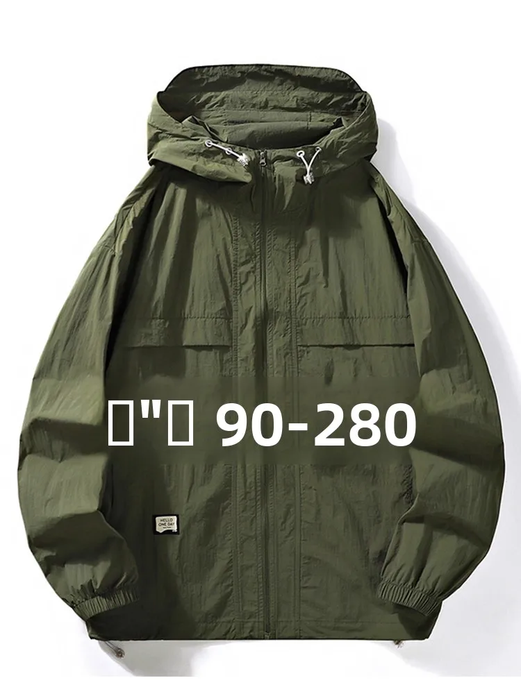 

Men's Summer Qui Dry Ice Silk Sun Protection Jaet plus Size Skin Clothes Thin Outerwear Faionable Urban Loose Fit