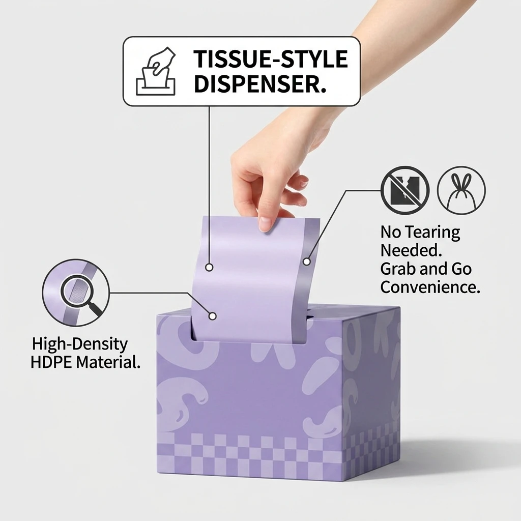 Drawstring Trash Bags Heavy Duty Purple Large Thickened HDPE Garbage Bags Boxed No-Tear Waste Liners for Home Kitchen