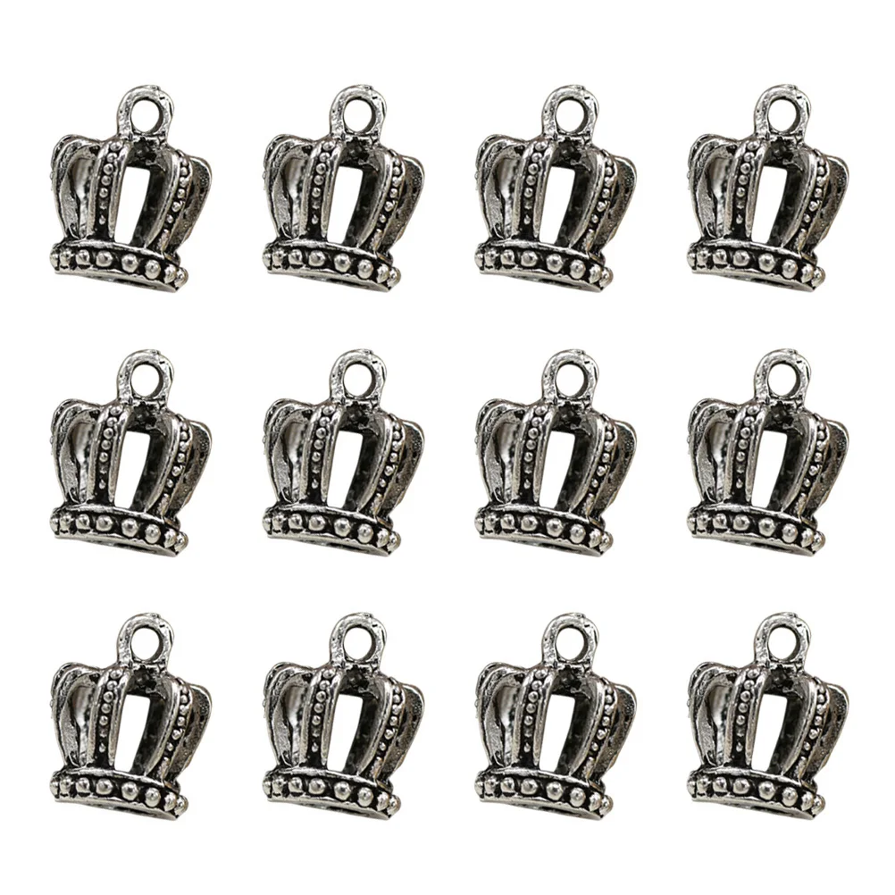 

50Pcs Crown Pendant Jewelry Making Accessories Alloy DIY Charms for Necklace Bracelet Earrings Keychain Craft Projects