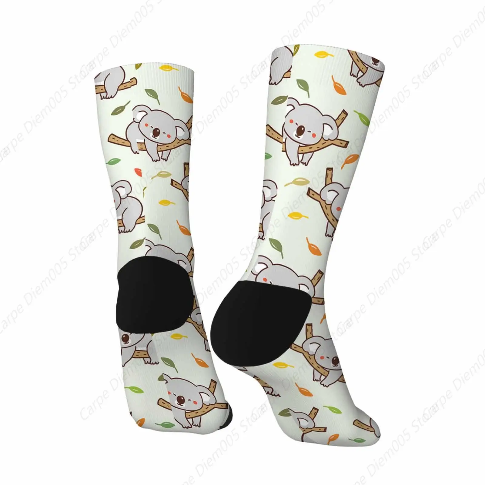 Animal Koala Funny Novelty Crazy Crew Socks Branch Leaf Wildlife Cute Nature Mens Socks for Women Gifts Dress Socks