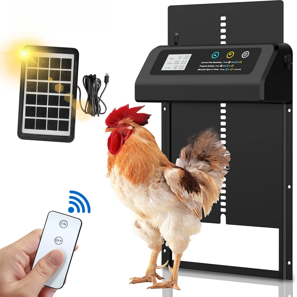 

Solar-Powered Chicken Coop Door Electric Stainless Steel Chicken Coop Door for Timer-controlled Operation