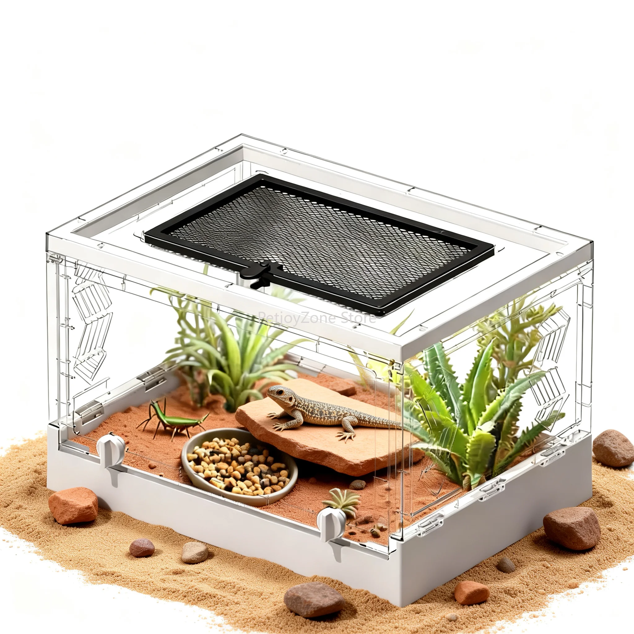 

New Arrival Eco-Friendly Reptile Terrarium Foldable ABS Acrylic With Screen Ventilation Feeding Box For Lizard Spider
