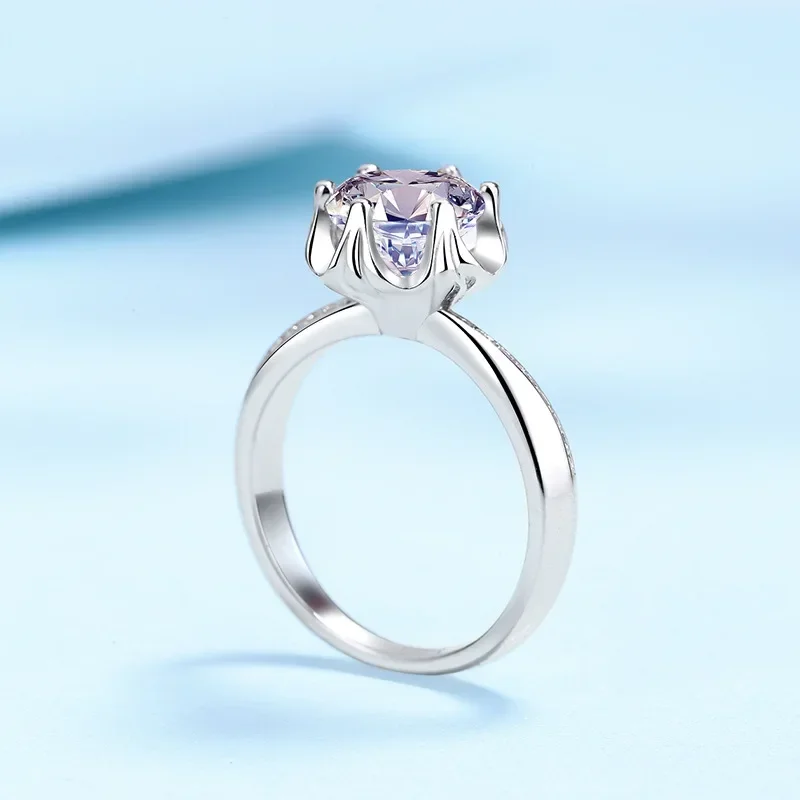 

Платиновое кольцо с муассанитом 1/2 карата и шестью когтями для женщин, стиль Ins Pt950, бриллианты, кольца с цветком сливы, свадебные ювелирные изделия, подарок