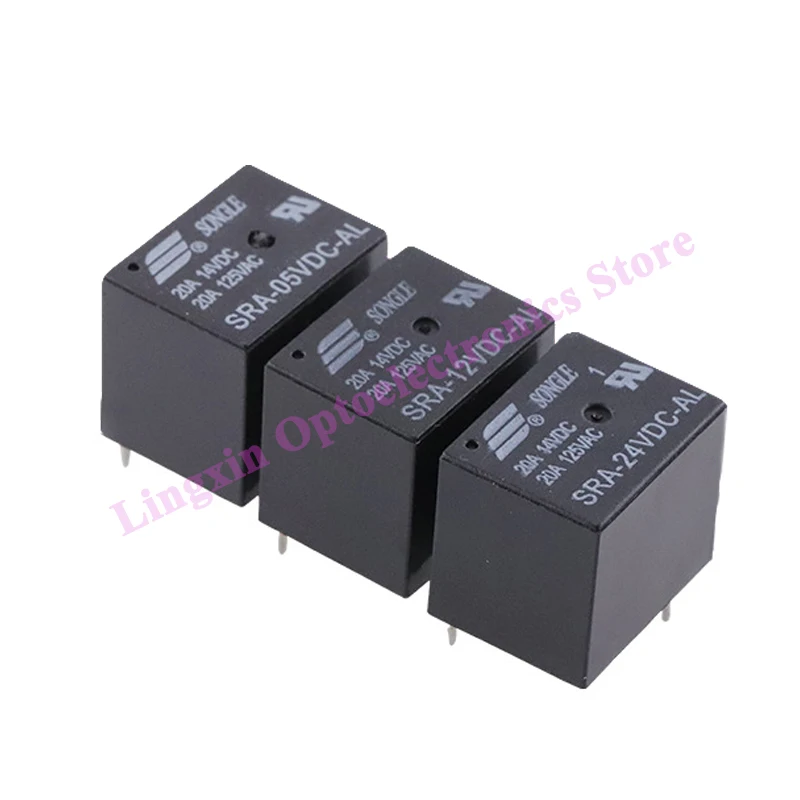 5Pcs SRA-05VDC 12VDC 24VDC -AL -CL SRA-12VDC-CL SRA-24VDC-AL 4Pin 5Pin 20A Power Relay PCB Type In stock Black Automobile Relays