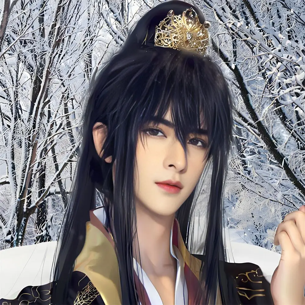 Wuxia Cosplay Wig for Li Xiangyi, Black Long Straight Hair with Clip Ponytail Unisex Ancient Style Full Head