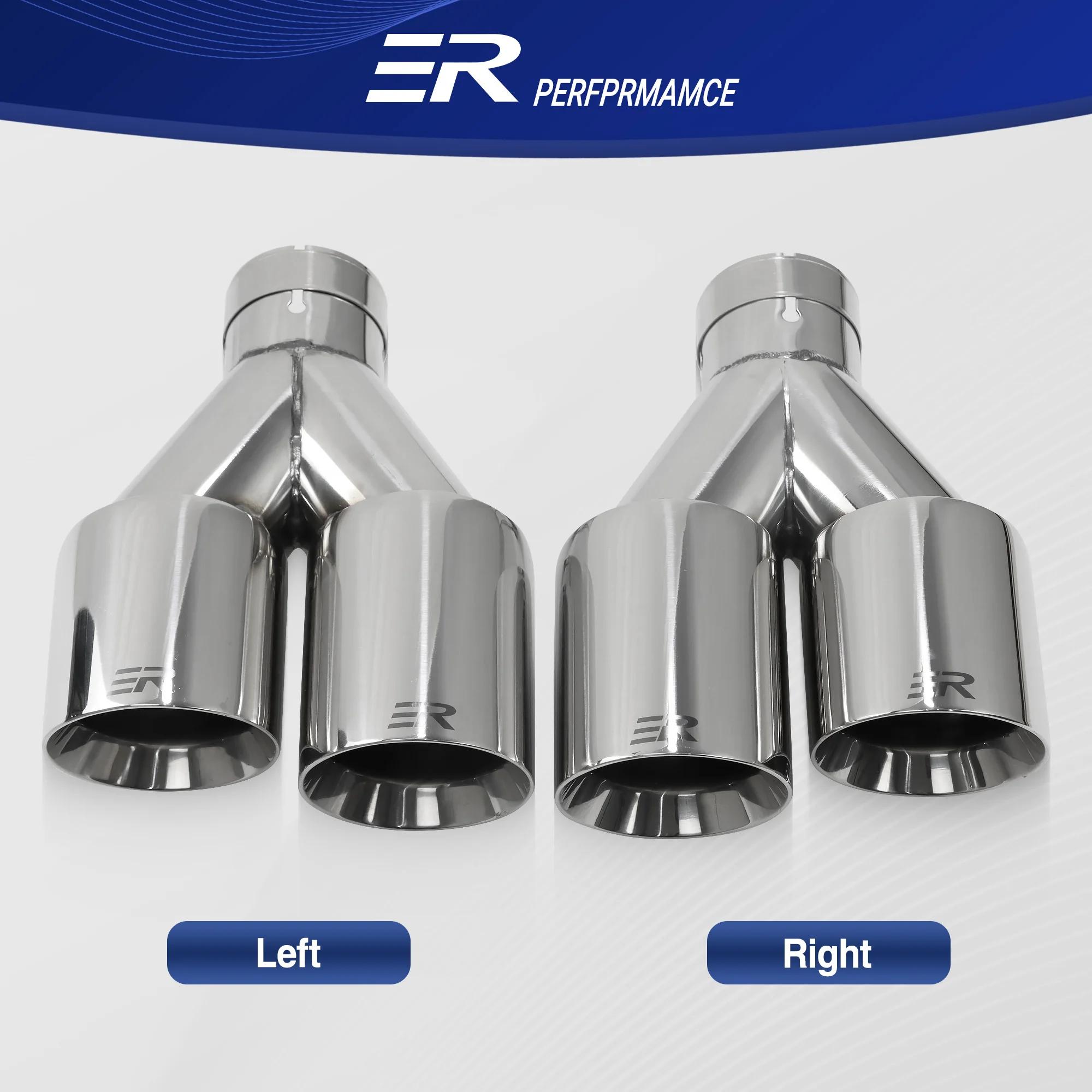 Embout Échappement Universel Acier Inox 63mm Entrée - 101mm Sortie Double Paroi Poli Biseau