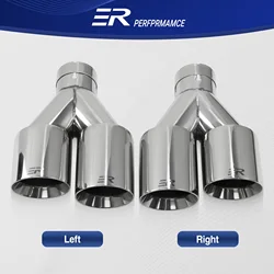 Exhaust Tip Car modify  Double Outlet Exhaust Pipe Nozzle Decoration Stainless tail Pipes Muffler